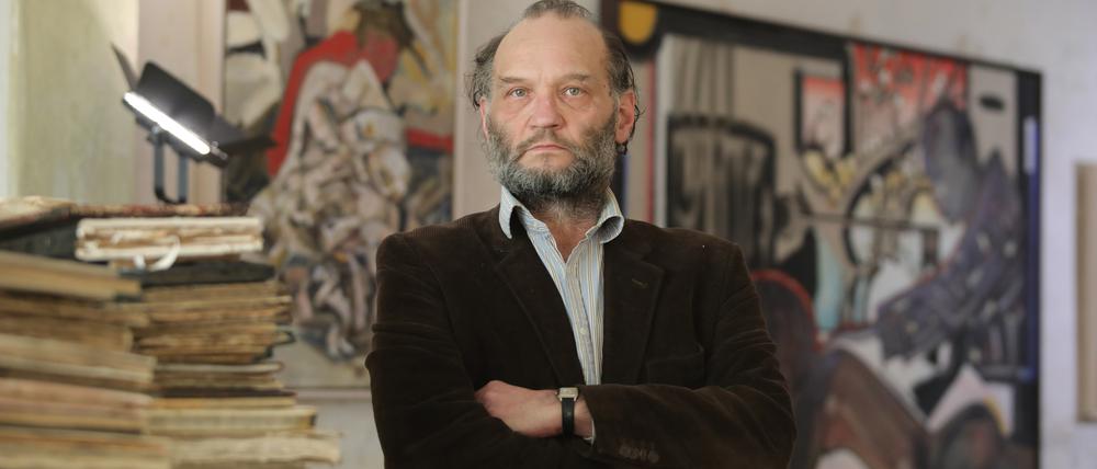 Der Potsdamer Künstler Mike Bruchner, Potsdamer Künstler stellt in der Galerie Charlottenstraße 107 eine „Retrospektive in Bild und Buch“ aus.