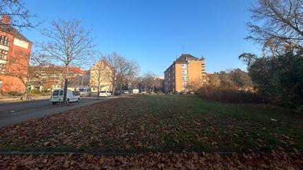 Es zeigt das Baugrundstück am Schöneberger Werner-Voß-Damm 47, wo das „Haus der Jugend“ entstehen soll. Die Jugendeinrichtungen Potse und Drugstore sollen 2030 dort einziehen.Foto: Alexander Conrad.