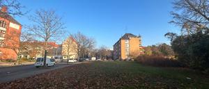 Es zeigt das Baugrundstück am Tempelhofer Werner-Voß-Damm 47, wo das „Haus der Jugend“ entstehen soll. Die Jugendeinrichtungen Potse und Drugstore sollen 2030 dort einziehen.Foto: Alexander Conrad.