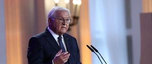Bundespräsident Frank-Walter Steinmeier bei seiner Rede im Schloss Bellevue.