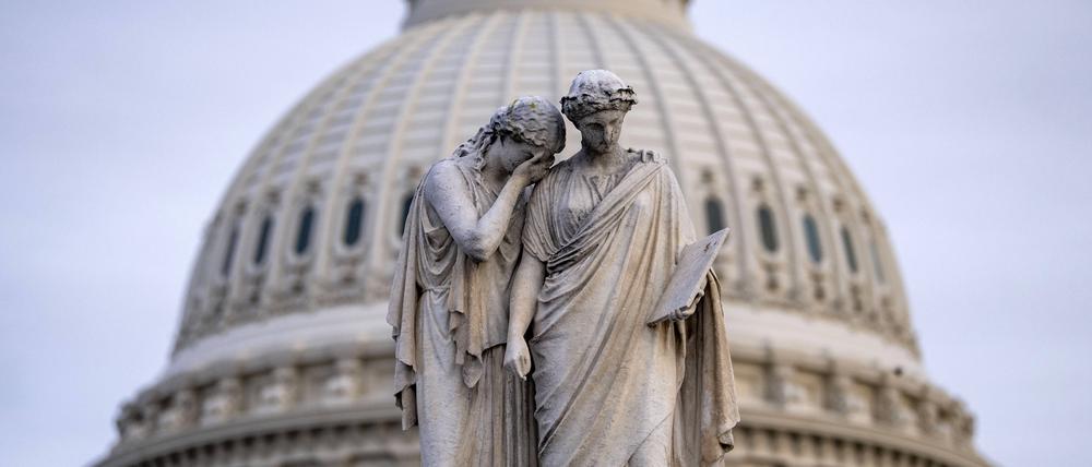 Statuen auf dem Friedensdenkmal in Washington.