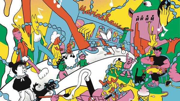 Die von der Berliner Comiczeichnerin Aisha Franz geschaffene Illustration zeigt das Märkische Museum mit dem benachbarten Marinehaus und der zerstörten Waisenbrücke, deren Wiederaufbau das Museum sich wünscht. Sie war das Hauptmotiv zur „Fete am Park x Waisenbrückentag“ am 21. Juni dieses Jahres am Märkischen Platz.