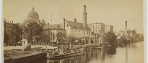 Blick auf die Dampfschokoladenfabrik Miethe an der Alten Fahrt Potsdam um 1880.