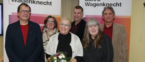 Der Vorstand des BSW-Kreisverbands Potsdam, in der Mitte steht die Vorsitzende Monika Keilholz.