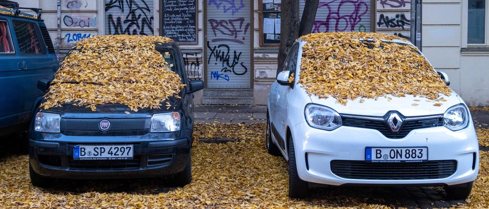 Viele Autos stehen lange auf den Parkplätzen herum.