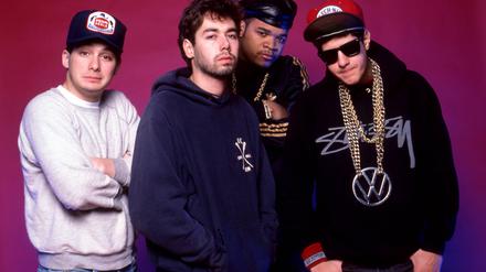CLARKSTON, MI - JULY 29: L-R Adam Horovitz Ad-Rock, Adam Yauch MCA 1964-2012, DJ Hurricane and Mike Diamond Mike D of the Beastie Boys pose for a studio portrait during the Together Forever Tour on July 29, 1987 at the Pine Knob Music Theater in Clarkston, Michigan. PUBLICATIONxNOTxINxUSA Copyright: xRossxMarinoxArchivex/xMediaPunchx 