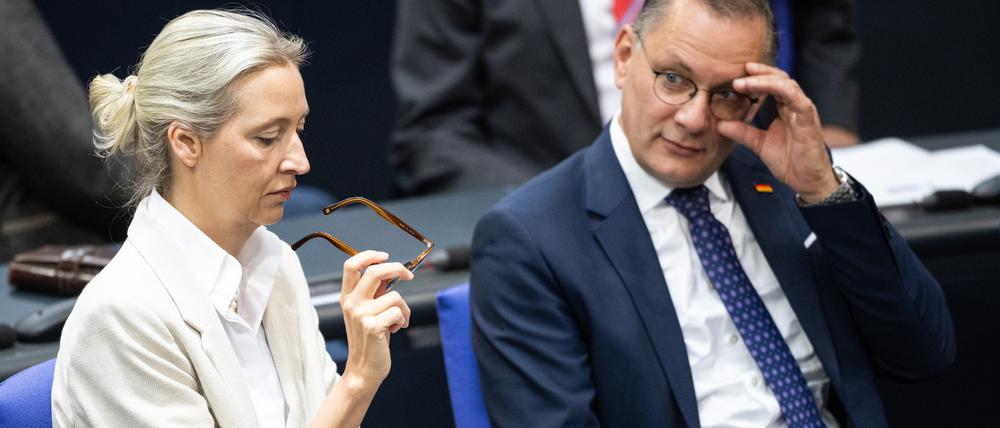 Die Fraktionsvorsitzenden der AfD, Alice Weidel und Tino Chrupalla
