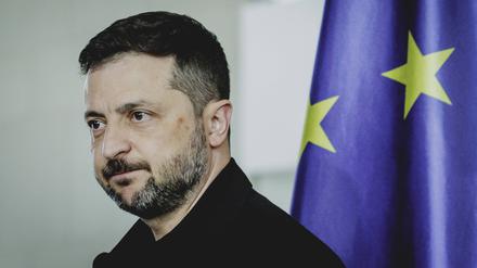 Wolodymyr Selenskyj, Präsident der Ukraine, aufgenommen bei einer Pressekonferenz mit dem deutschen Bundeskanzler (Symbolbild).