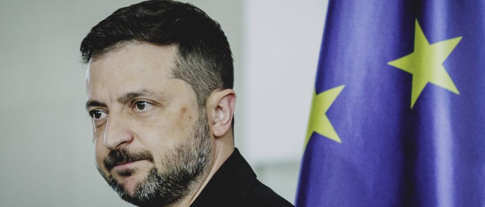 Wolodymyr Selenskyj, Präsident der Ukraine, aufgenommen bei einer Pressekonferenz mit dem deutschen Bundeskanzler (Symbolbild).