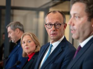 Diese vier sollen’s regeln: CSU-Chef Markus Söder, SPD-Chefin Bärbel Bas, Bundeskanzler Friedrich Merz (CDU) und SPD-Chef Lars Klingbeil (v.l.n.r.).