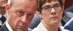 Friedrich Merz, damals Vizepräsident des Wirtschaftsrates der CDU, und Annegret Kramp-Karrenbauer, damals Vorsitzende der CDU, auf einem Archivbild von 2019.