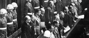 Nürnberger Prozess, Blick auf die Anklagebank.