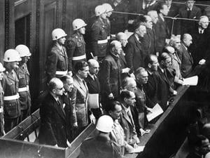 Nürnberger Prozess, Blick auf die Anklagebank.