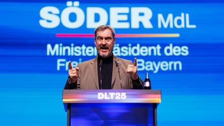 Markus Söder (CSU), Ministerpräsident von Bayern, spricht beim Deutschlandtag der Jungen Union (JU).