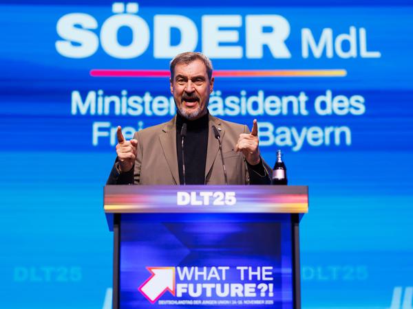 Markus Söder (CSU), Ministerpräsident von Bayern, spricht beim Deutschlandtag der Jungen Union (JU).