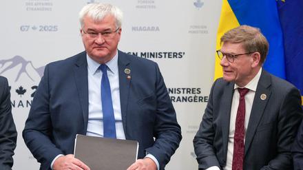Der ukrainische Außenminister Andrij Sybiha mit Bundesaußenminister Johann Wadephul