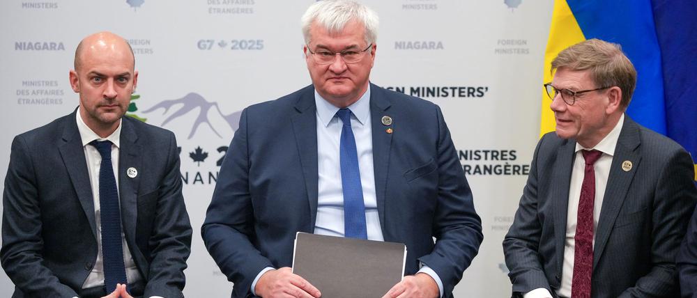 Der ukrainische Außenminister Andrij Sybiha mit Bundesaußenminister Johann Wadephul