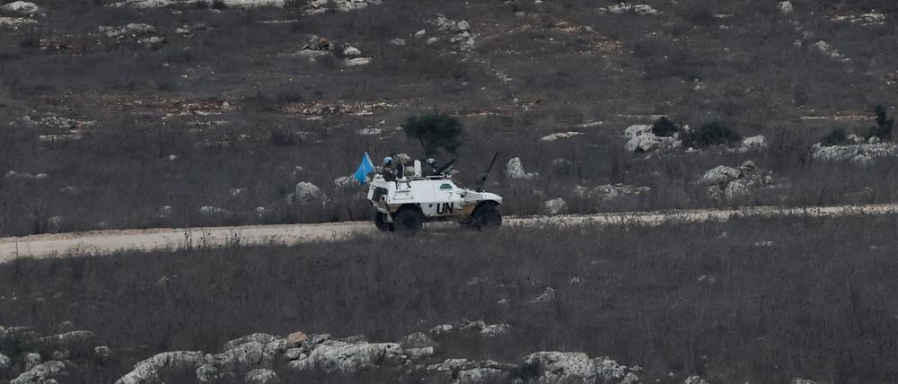 Patrouille der UN-Friedensmission Unifil nahe der libanesischen Grenze zu Israel.