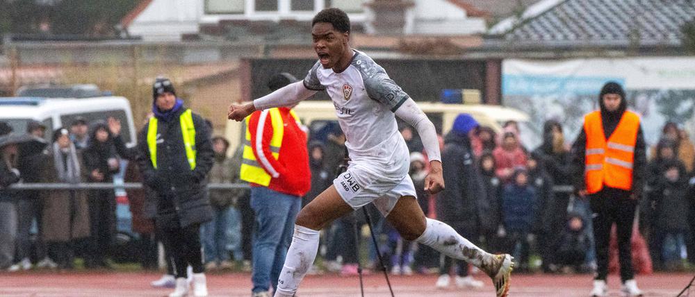 Brandon Happi Monthe brachte den BFC Dynamo mit seinem Tor zum 2:1 ins Viertelfinale.