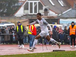 Brandon Happi Monthe brachte den BFC Dynamo mit seinem Tor zum 2:1 ins Viertelfinale.
