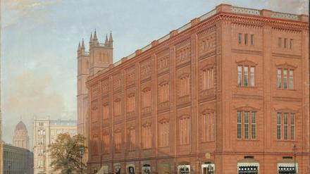 So sah das nach dem Zweiten Weltkrieg abgerissene Gebäude aus. Eduard Gaertners Ölgemälde „Die Bauakademie“ von 1868.