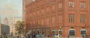 So sah das nach dem Zweiten Weltkrieg abgerissene Gebäude aus. Eduard Gaertners Ölgemälde „Die Bauakademie“ von 1868.