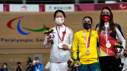 Gewann Gold in Tokio: Die Australierin Paige Greco (Mitte). (Archivfoto)