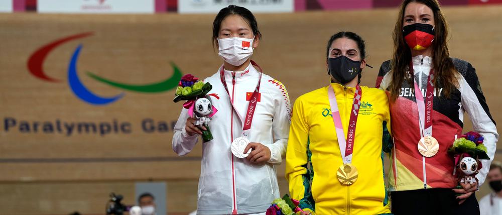 Gewann Gold in Tokio: Die Australierin Paige Greco (Mitte). (Archivfoto)