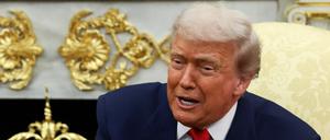 US-Präsident Donald Trump spricht während eines Treffens mit dem saudischen Kronprinzen und Premierminister Mohammed bin Salman im Oval Office.