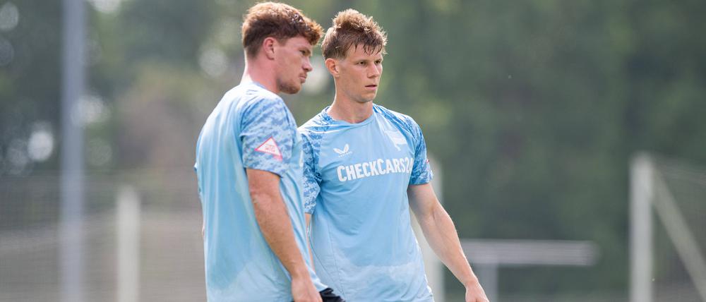 Zwei Spieler, eine Stelle. Sebastian Grönning (links) und Luca Schuler konkurrieren bei Hertha BSC um den Platz im Sturm.