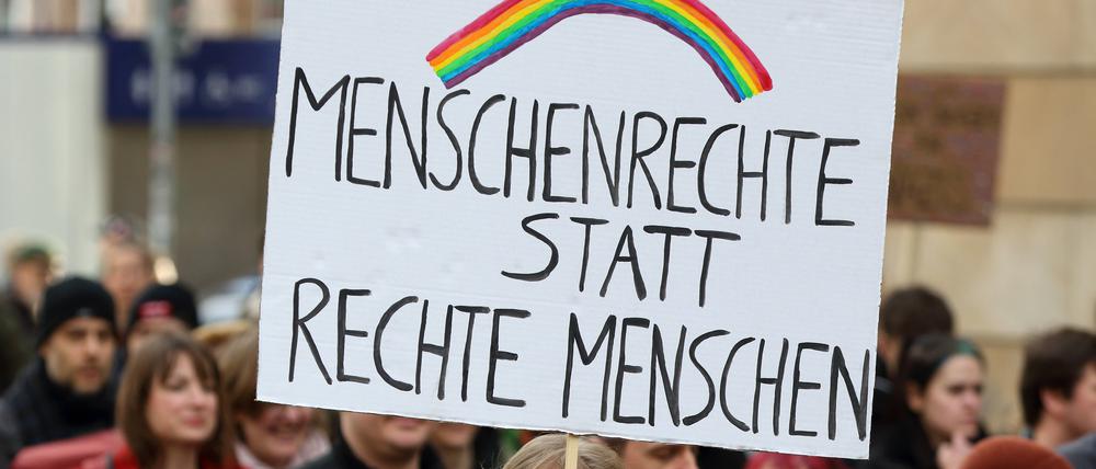 Demonstration im thüringischen Erfurt kurz vor der Bundestagswahl 2025. 