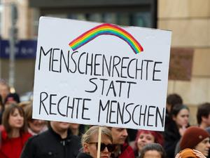 Demonstration im thüringischen Erfurt kurz vor der Bundestagswahl 2025.