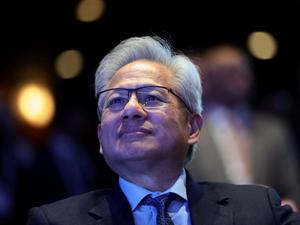 FILE PHOTO: Jensen Huang, CEO of Nvidia, attends the U.S.-Saudi Investment Forum in Washington, D.C., U.S., November 19, 2025. REUTERS/Evelyn Hockstein/File Photo