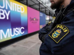 Polizeipatrouille in Malmö vor dem Austragungsort des ESC.
