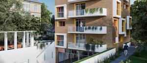 Visualisierung des Punkthauses, das hinter dem Haus am Lützowplatz gebaut werden soll