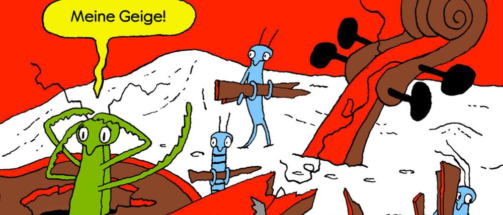 Eine Seite aus Anna Haifischs „Die Grille in der Geige“.