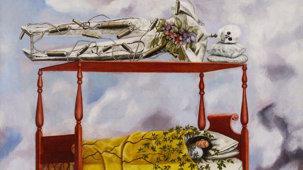 Das Selbstporträt „El sueño (La cama)“, übersetzt: Der Traum (Das Bett), der mexikanischen Künstlerin Frida Kahlo.
