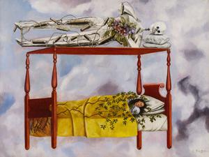Das Selbstporträt „El sueño (La cama)“, übersetzt: Der Traum (Das Bett), der mexikanischen Künstlerin Frida Kahlo.