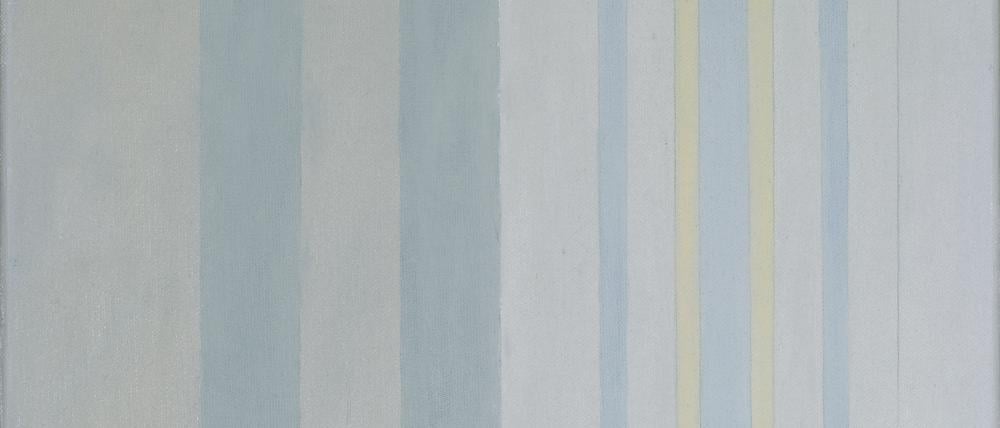 Von Gerda Ebert sind ihre „Streifenbilder“ ausgestellt.