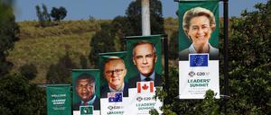 Flaggen für den G20-Gipfel in Südafrika unter anderem mit EU-Kommissionschefin Ursula von der Leyen. 