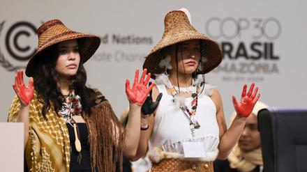 Frauen demonstrieren beim Weltklimagipfel im brasilianischen  Belém.