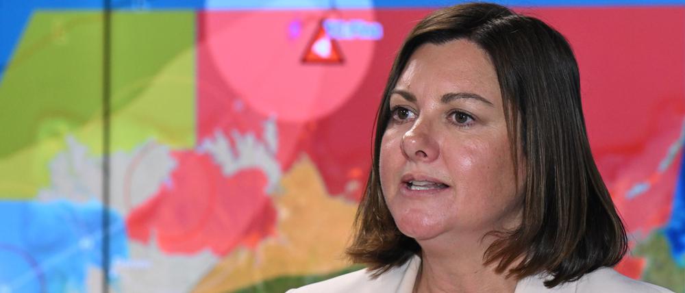 Australiens Katastrophenschutzministerin Kristy McBain warnte vor der zerstörerisch Kraft von Zyklon „Fina“. 