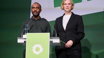 Nina Stahr und Philmon Ghirmai bilden seit 2023 die Doppelspitze der Berliner Grünen.