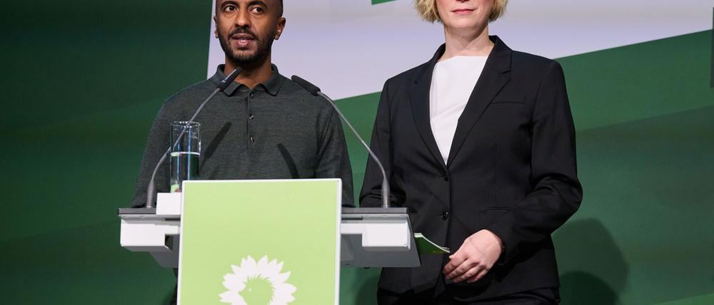 Nina Stahr und Philmon Ghirmai bilden seit 2023 die Doppelspitze der Berliner Grünen.   