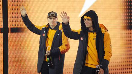 Auf Wiedersehen WM-Punkte! Oscar Piastri (l.) und Lando Norris müssen eine bittere Niederlage einstecken.