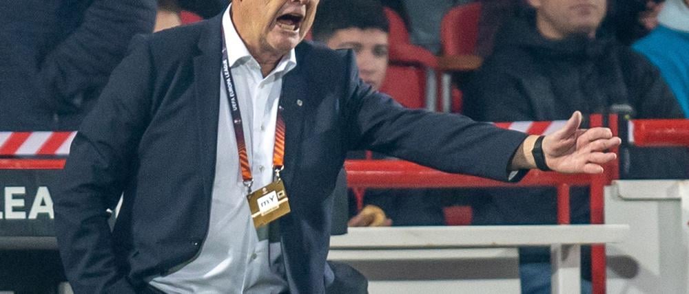 Motiviert und mit vollem Einsatz an der Seitenlinie, hier etwa mit Malmö FF bei Union Berlin im Jahr 2022: So kannte man Åge Hareide während seiner aktiven Trainerlaufbahn. (Archivbild)