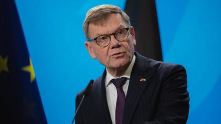 Außenminister Johann Wadephul (CDU) während der Pressekonferenz.