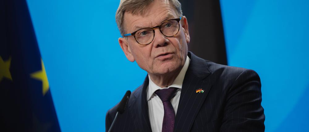 Außenminister Johann Wadephul (CDU) während der Pressekonferenz.