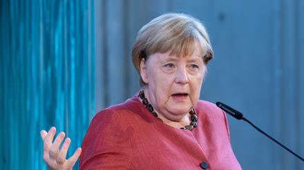 Angela Merkel (CDU), ehemalige Bundeskanzlerin, spricht auf den Festakt zum Abschluss der Modernisierung des Meeresmuseums. 