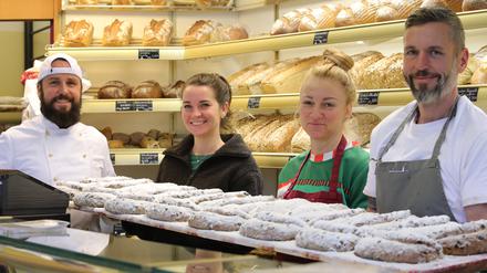 80 Jahre Bäckerei Schröter in Potsdam. Andreas Schröter, Friederike Schröter, Katharina Gericke-Schröter und Matthias Schröter (v.l.)